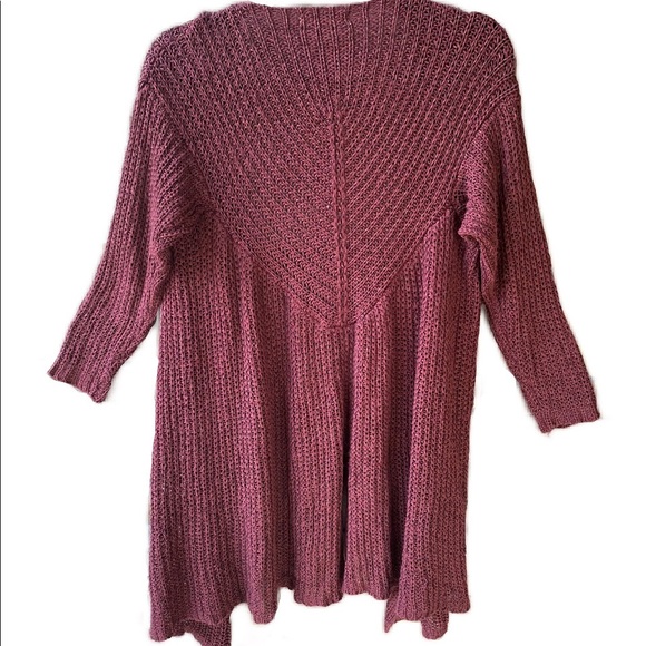 Boho Cardigan, Mulberry / Maroon, by Simply Noelle, lightweight knit, Size Large - Picture 2 of 4